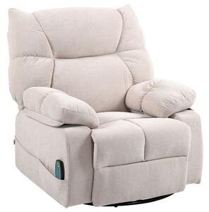 HOMCOM Poltrona massaggiante con funzione riscaldante e reclinabile, girevole, fino a 150 kg, telaio in metallo, 98x90x98cm, Beige