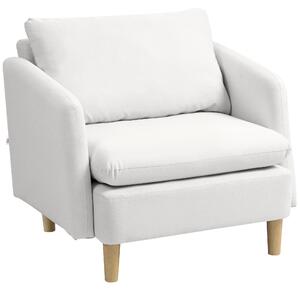 HOMCOM Poltrona Moderno con Cuscino e Imbottitura Spessa, Sedia da Salotto in Tessuto, 90x86x91 cm, Crema | Aosom Italy