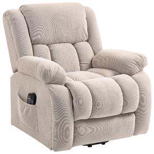 Poltrona Alzapersona Massaggiante e Reclinabile 93x104x105 cm con Telecomando in Tessuto Effetto Velluto Beige