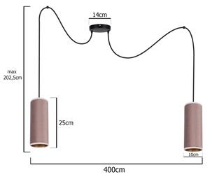 Lampadario a sospensione AVALO 2xE27/60W/230V rosa/rame