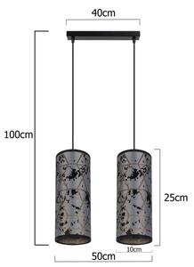 Lampadario a sospensione con filo AVALO 2xE27/60W/230V grigio/nero