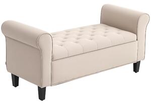 Panca Contenitore HOMCOM 103L Con Cuscino - Cassapanca Multiuso Per Ingresso O Camera | Bianco E Grigio - Foto 7