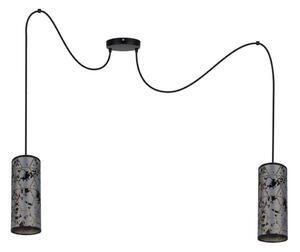 Lampadario a sospensione con filo AVALO 2xE27/60W/230V grigio/nero