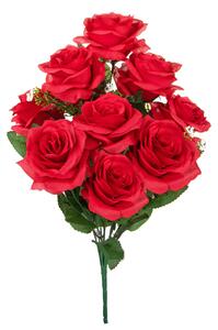 Bouquet Artificiale con 9 Rose Altezza 43,5 cm Rosso