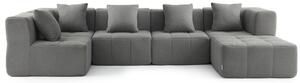 MILYSOFA SOFABULOUS: divano angolare modulare a 5 posti con chaise longue, raffinato tessuto a ricami, grigio nuvola