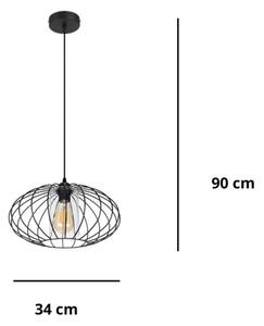 Lampadario a sospensione con filo CORRINI 1xE27/60W/230V diametro 34 cm nero/limpido