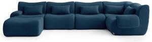 MILYSOFA SOFATIME: divano angolare modulare a 5 posti con chaise longue, raffinato tessuto bouclé, blu intenso