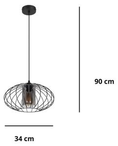 Lampadario a sospensione con filo CORRINI 1xE27/60W/230V diametro 34 cm nero/grigio