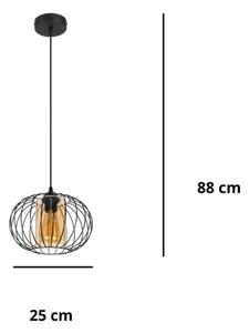 Lampadario a sospensione con filo CORRINI 1xE27/60W/230V diametro 25 cm nero/beige