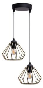 Lampadario a sospensione con filo CEED GOLD 2xE27/60W/230V diametro 28 cm nero/oro