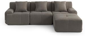 MILYSOFA SOFAMOUS: divano angolare modulare a 3 posti con chaise longue, in tessuto ciniglia color cenere
