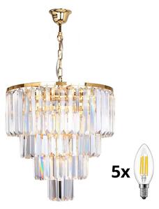 Brilagi - LED Lampadario di cristallo a sospensione con catena MOZART 5xE14/40W/230V oro