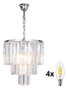 Brilagi - LED Lampadario di cristallo a sospensione con catena MOZART 4xE14/40W/230V cromo lucido