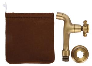 Rubinetto vintage da parete in ottone massiccio, con un unico tubo per l'acqua fredda, per lavello da cucina, lavabo o piscina (lungo)