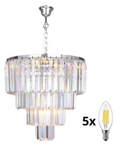 Brilagi - LED Lampadario di cristallo a sospensione con catena MOZART 5xE14/40W/230V cromo lucido