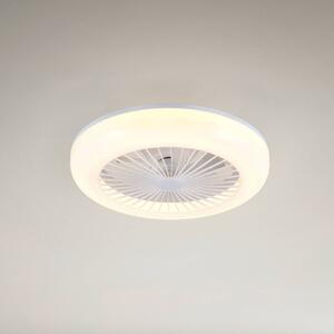 Reality Leuchten Ventilatore LED Mora, CC, silenzioso, Ø 45 cm, CCT, telecomando dimmerabile, Bianco / Opale, Soggiorno / Sala da pranzo, Plastica, Moderno
