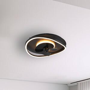 Reality Leuchten Ventilatore LED Sortland, DC, silenzioso, 50 cm, CCT, telecomando dimmerabile, Nero, Soggiorno / Sala da pranzo, Metallo, Moderno
