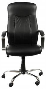 Sedia da ufficio ergonomica girevole ZN-9152, rivestita in ecopelle, con funzione reclinabile, ruote morbide, nero