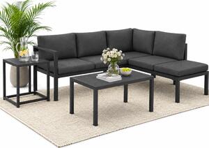 Mucola gruppo di sedute divano angolare in alluminio con tavolino lounge resistente alle intemperie tavolo grigio mobili da balcone mobili da terrazzo mobili da esterno giardino