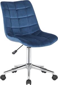 Sedia da ufficio in velluto - Sedia da ufficio ergonomica - Funzione regolabile in altezza e girevole | Colore: blu