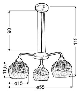Lampadario su filo CROMINA 3xE27/60W/230V