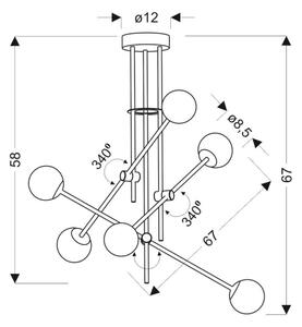 Lampadario su palo PAKSOS 6xG9/5W/230V nero