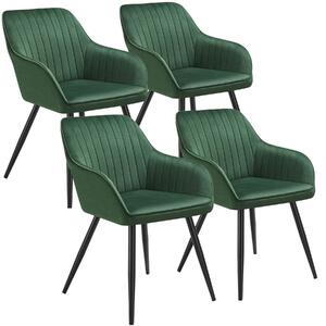 TecTake GmbH 405741 sedia marilyn, effetto velluto, trapuntata - verde scuro/nero, set di 4