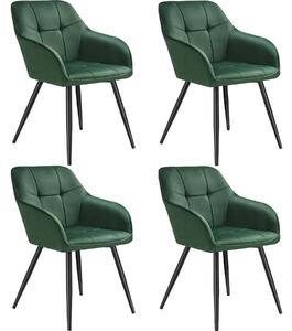 TecTake GmbH 405773 sedia marilyn, effetto velluto, trapuntato - verde scuro/nero, set di 4