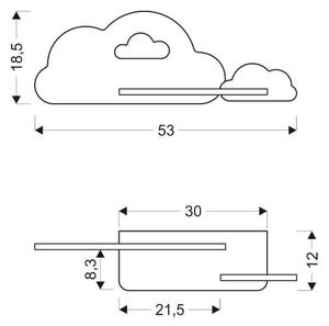 Applique LED per bambini con mensola CLOUD LED/5W/230V blu