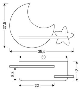 Applique LED per bambini con mensola MOON LED/5W/230V