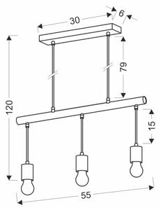 Lampadario a sospensione con filo IZZY 3xE27/60W/230V