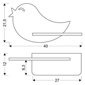 Applique LED per bambini con mensola BIRD LED/5W/230V rosa/legno