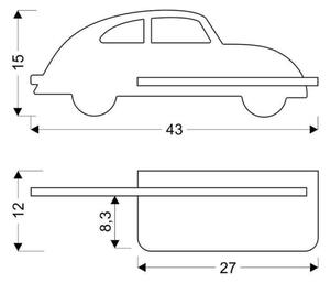 Applique LED per bambini con mensola CAR LED/5W/230V nero/legno