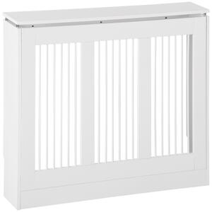 HOMCOM Copritermosifone a Doghe Moderno ed Elegante per la Casa, in MDF e Acciaio, 90x18x84cm, Bianco|Aosom