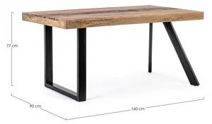Tavolo da Pranzo 160x90x77 cm in Acciaio e Legno