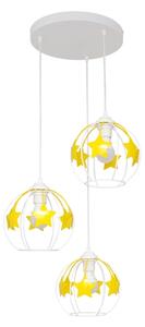 Lampadario a sospensione per bambini STARS 3xE27/15W/230V giallo/bianco