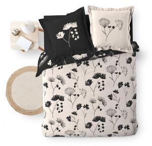 Biancheria da letto nera/beige in percalle di cotone per letto matrimoniale/per letto prolungato 240x220 cm Iris – douceur d'intérieur