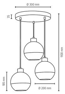 Spot-Light 1860374R - Lampadario a sospensione con filo LINEA 3xE27/60W/230V