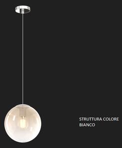 Sospensione bianco 1 luce vetro piccolo ambra 1194bi-s20-am