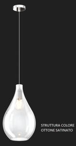 Sospensione ottone sat. 1 luce vetro medio trasparente 1193os-sm-tr