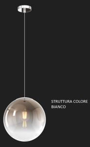 Sospensione bianco 1 luce vetro medio bronzo 1194bi-s25-br