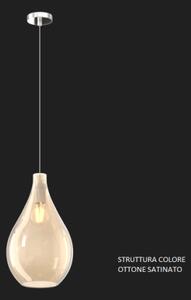 Sospensione ottone sat. 1 luce vetro medio ambra 1193os-sm-am