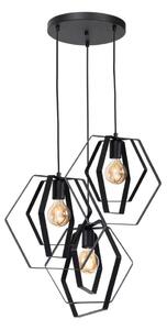 Lampadario su filo HEXAGON 3xE27/60W/230V nero tondo