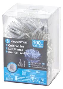 Aigostar - Catena luminosa LED da esterno 100 LED/8 modalità 10,3 m IP44 bianco freddo