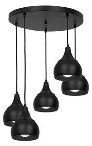 Lampadario su filo AKTAN 5xE27/60W/230V nero tondo