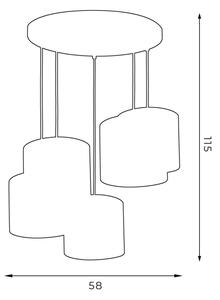 Lampadario a sospensione con filo ARDEN 5xE27/60W/230V verde/oro