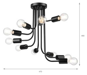 Lampadario a plafone TRINITY 10xE27/15W/230V nero