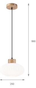 Lampadario a sospensione con filo HARMONY 1xE27/15W/230V diametro 25 cm bianco/quercia