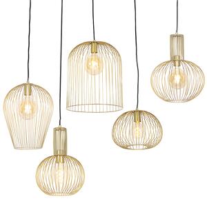 Set di 5 lampade a sospensione design oro - WIRES