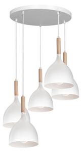 Lampadario a sospensione con filo NOAK WOOD 5xE27/60W/230V bianco/legno